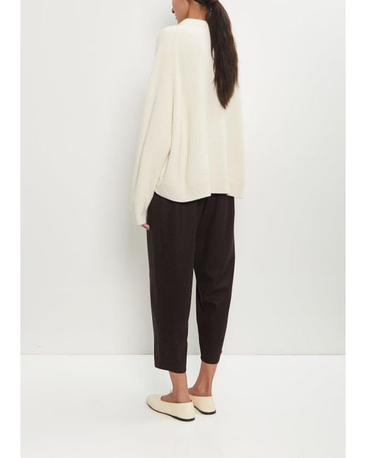 Dusan White Wool Flannel Carrot Pants