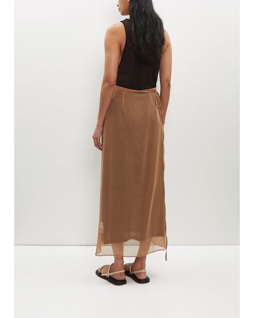 Auralee Brown Recycled Wool Blend Leno Sheer Skirt
