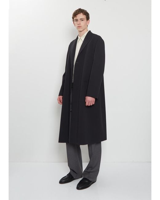 Auralee Blue Structured Wool Hand-sewn Coat