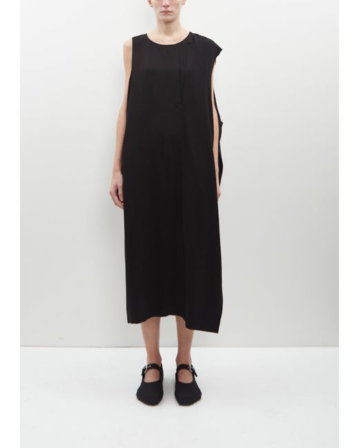 Y's Yohji Yamamoto Black Viscose-cupro Left Slit Dress