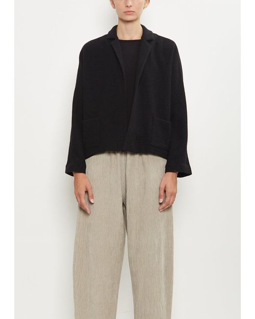 Apuntob Black Linen Cashmere Short Open Jacket