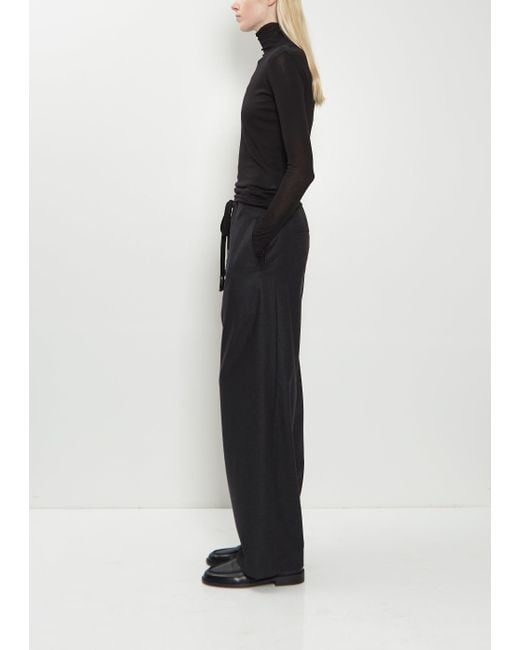 Auralee Black Wool Flannel Drawstring Pants