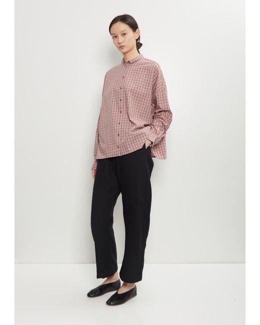Apuntob Black Linen Wool Wide Pull On Pant