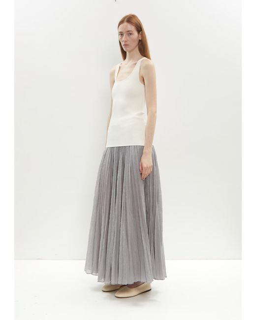 Totême  Gray Organic Cotton Crinkled Plissé Skirt