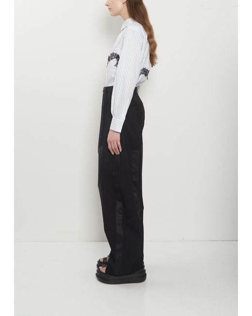 Sacai White Wool Suiting X Sheer Voile Pants