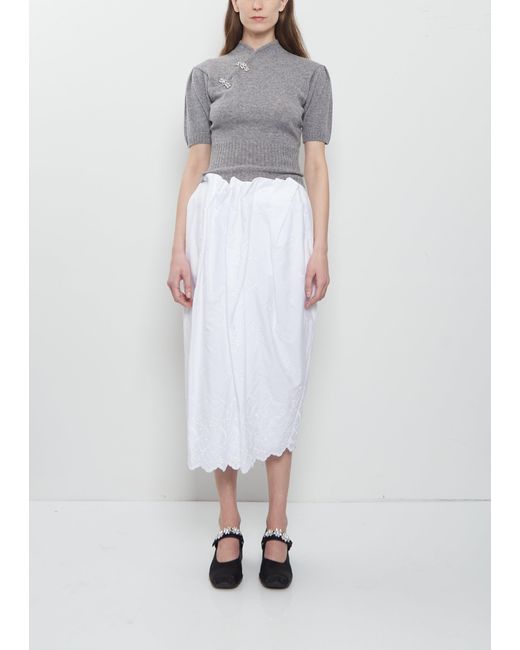 Simone Rocha White Pleated Waist Cotton Pencil Skirt