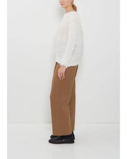 Issey Miyake White Shifted Fuzzy Pleats Sweater