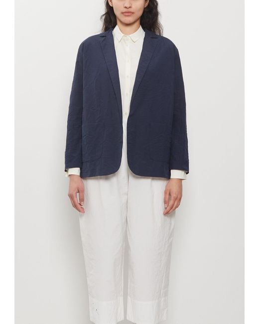 Apuntob Blue Open Front Crinkled Cotton Jacket