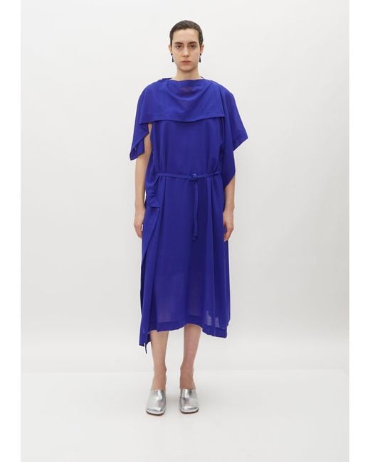 Issey Miyake Blue Square Over Wool Dress