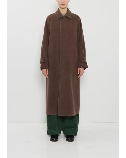 Auralee Brown Super Fine Wool Mosser Soutien Collar Coat