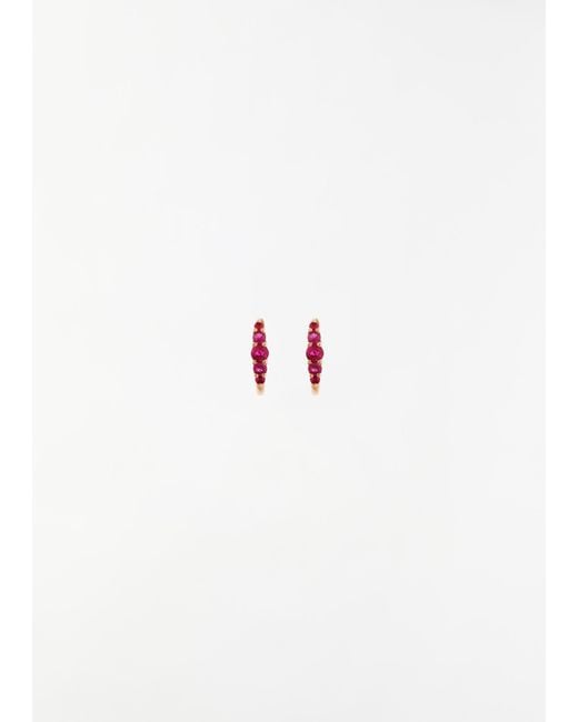 Ileana Makri White Ruby Rivulet Medium Oval Hoops