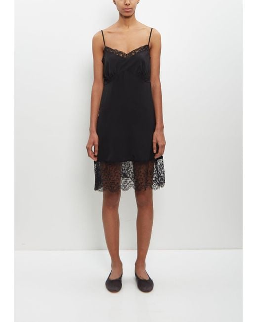 Simone Rocha Black Silk Blend Lace Trim Mini Slip Dress
