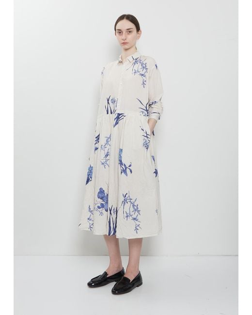 Pas De Calais White Japonism Flower Print Dress
