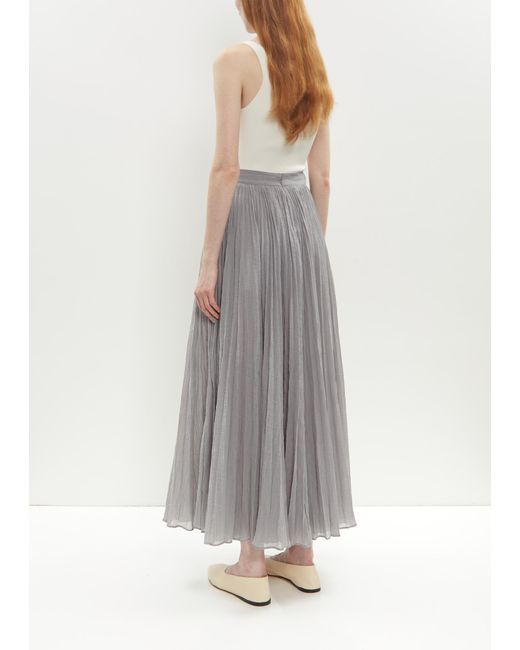 Totême  Gray Organic Cotton Crinkled Plissé Skirt