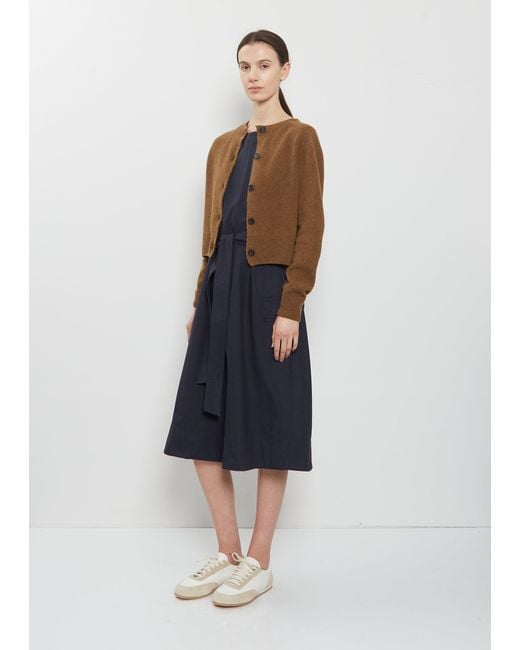 Margaret Howell Blue Cropped Merino Wool Cashmere Cardigan