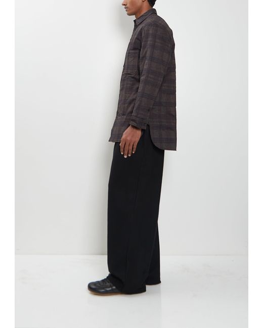 Yohji Yamamoto Black Plaid Padded Cotton Shirt