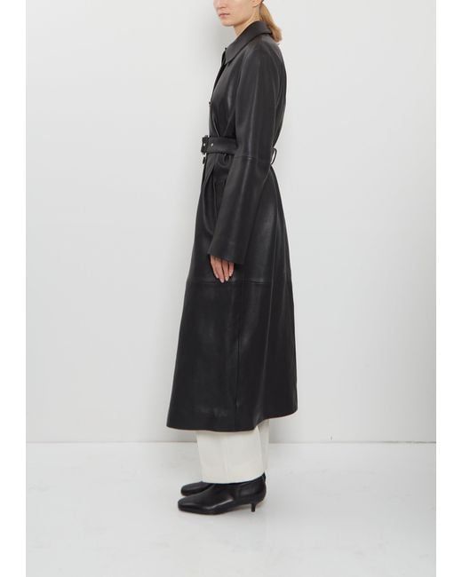Totême  Black Belted Leather Coat