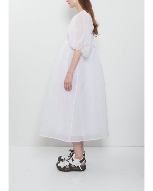 CECILIE BAHNSEN White Darmen Matelassé Dress