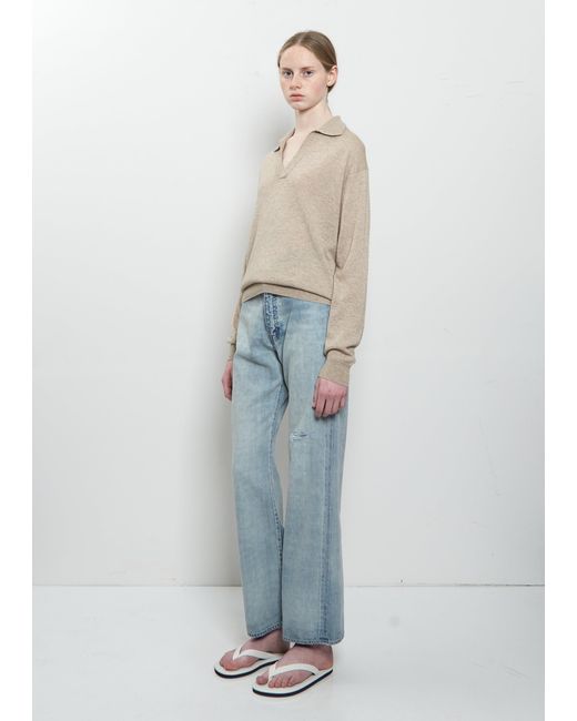 Auralee Blue Faded Selvedge Light Denim Pants