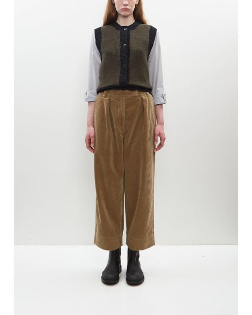 MHL by Margaret Howell Multicolor Cotton Corduroy Pleated Crop Trouser