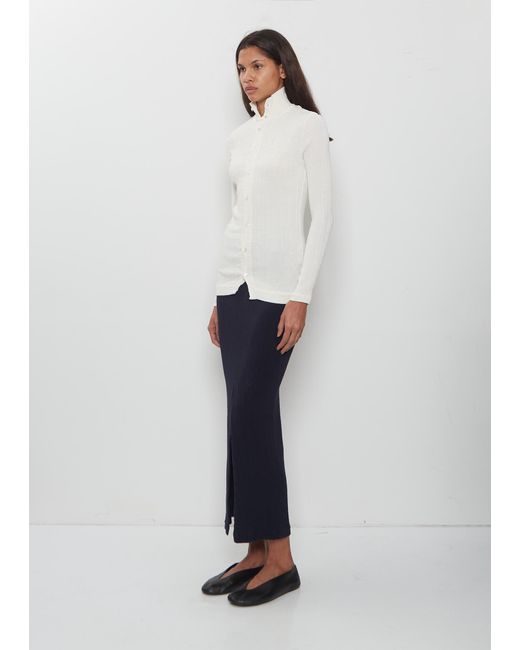Issey Miyake White Rill High Neck Pleats Shirt