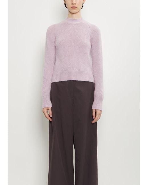 Dries Van Noten White Texas Stretch Alpaca Merino Wool Sweater