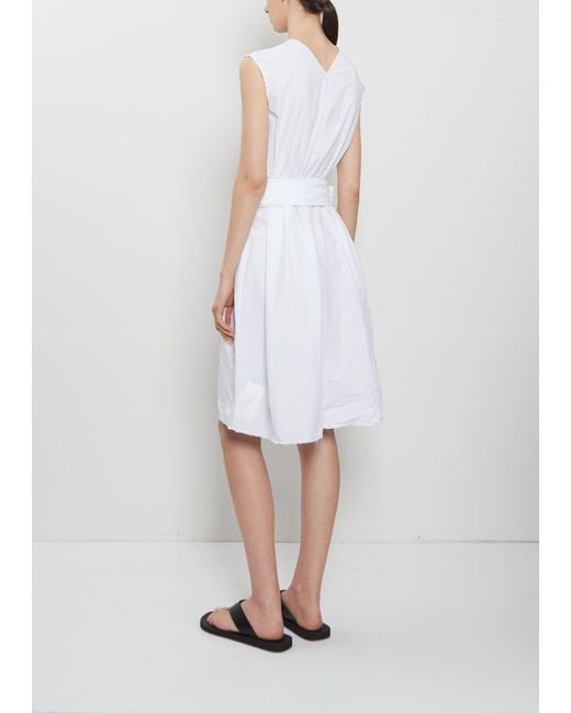 Scha White Sleeve Scarf Paper Cotton Sleeveless Dress