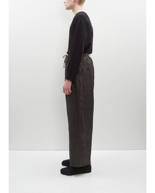 Yohji Yamamoto Black Linen Drawstring Wide Trouser