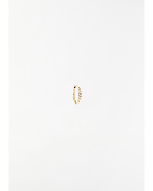 Ileana Makri White Diamond Rivulet Medium Oval Hoops