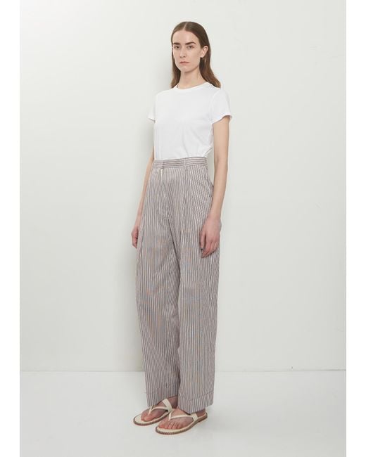 Dries Van Noten White Partan Cotton Silk Pants
