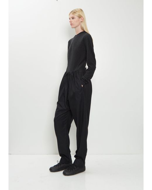 Lemaire Black Drawstring Cashmere Pants