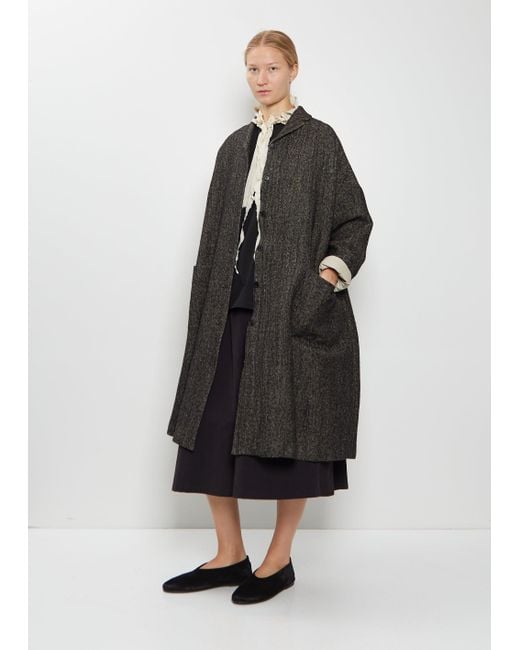 Apuntob Black Hemp Wool Long Coat