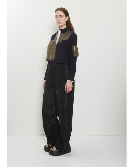 Sacai Black Nylon Twill X Cotton Knit Blouson