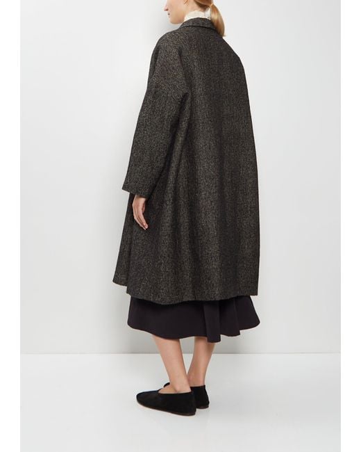 Apuntob Black Hemp Wool Long Coat