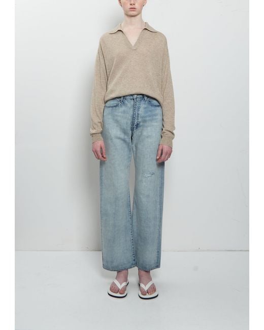 Auralee Blue Faded Selvedge Light Denim Pants