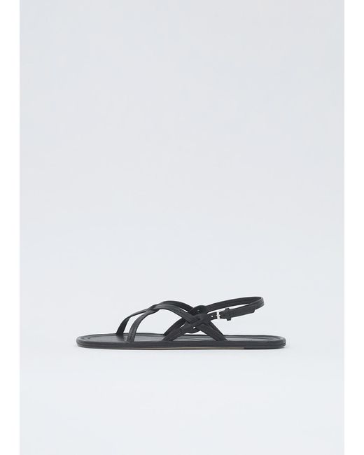 The Row White Malick Leather Strap Sandal