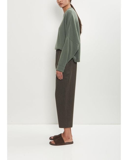 Dusan Green Wool Flannel Carrot Pants