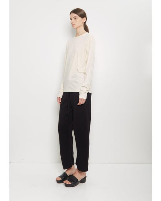 Lauren Manoogian White Cotton Linen Bias Long Sleeve Tee