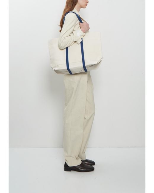 Amiacalva Blue Washed Canvas Two-tone Tote, Medium