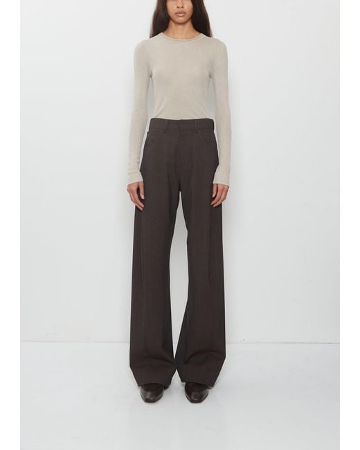6397 White Twisted Seam Wool Pant