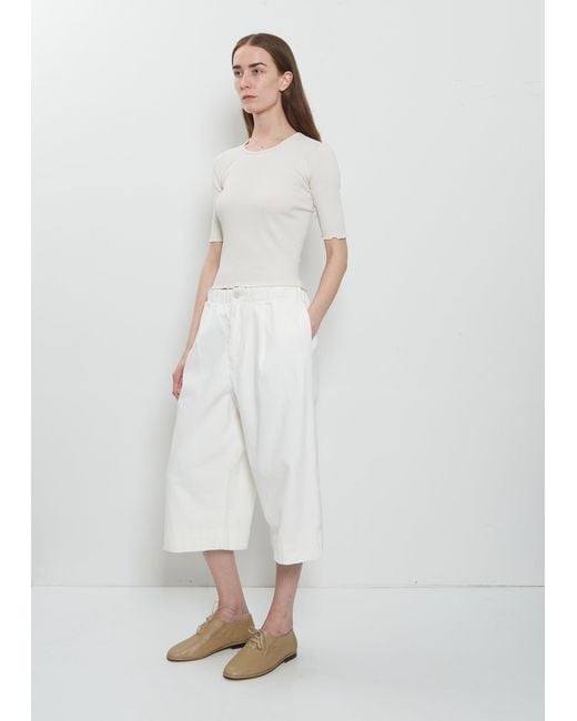 Lauren Manoogian White Washed Cotton Crop Trouser