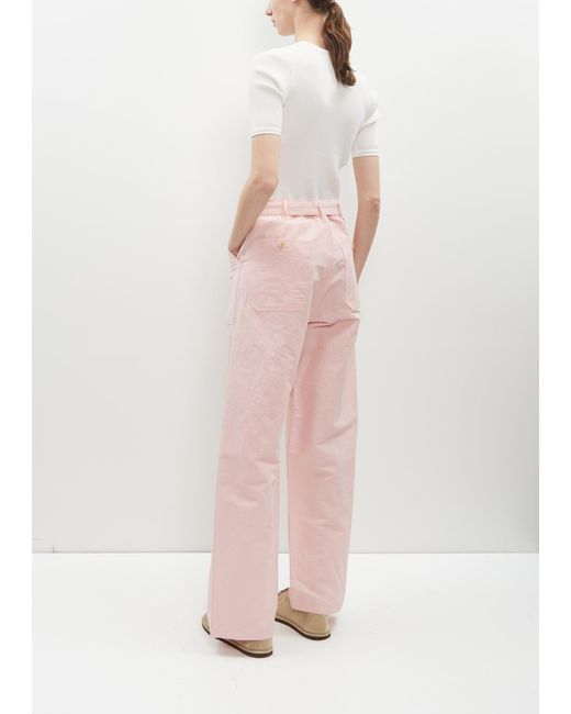 Auralee Pink High Density Finx Linen Weather Pants