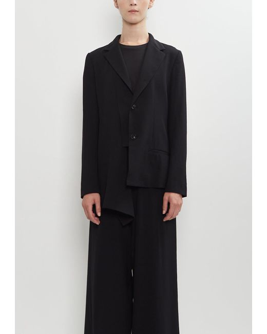 Y's Yohji Yamamoto Black Wool Twill Right Cloth Asymmetry Jacket