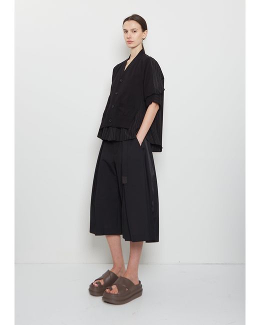 Sacai Black Chalk Stripe X Cotton Knit Cardigan