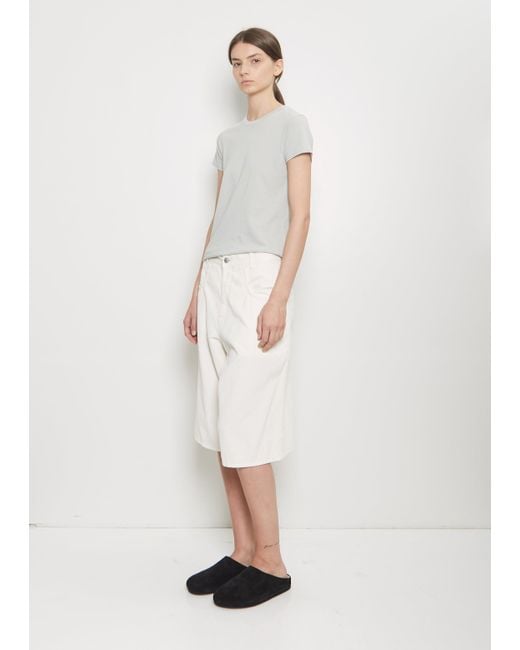 6397 White Cotton Corduroy Baggy Short