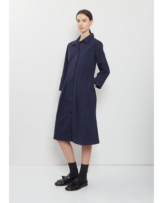 MHL by Margaret Howell Blue Pleated Cotton Shirt Dress