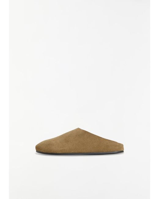 The Row White Hudson Suede Slide