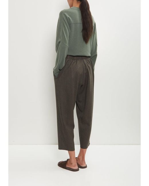 Dusan Green Wool Flannel Carrot Pants