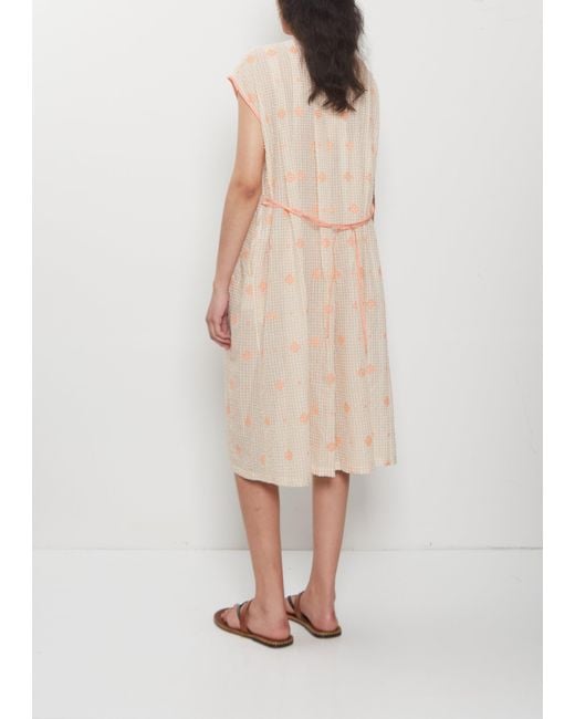 Antipast Natural Embroidery Cotton Blend Tunic Dress