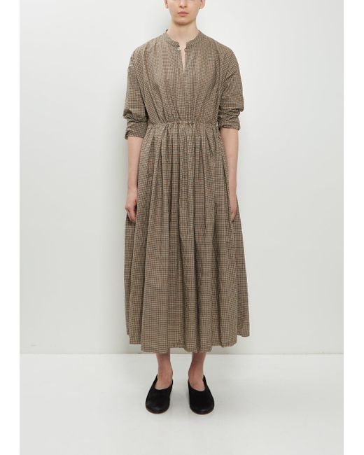Pas De Calais Natural Washed Cotton Mini Checkered Dress